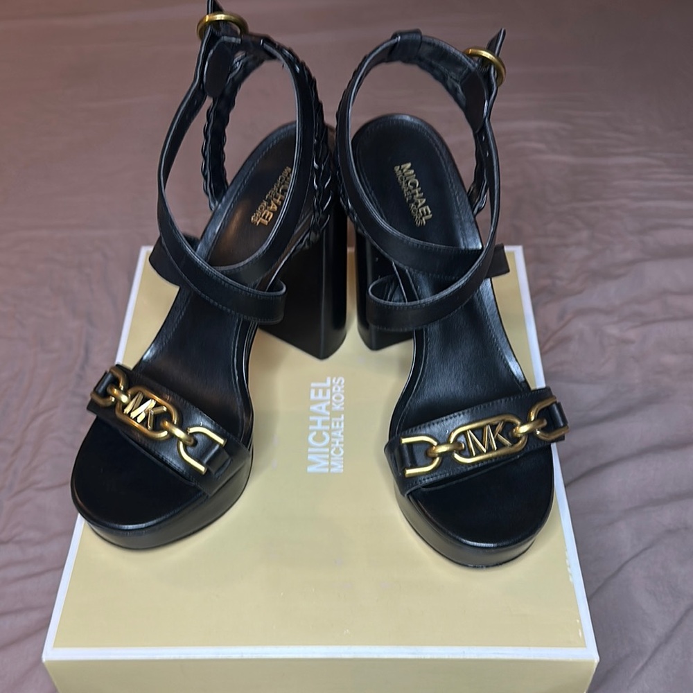 Michael Kors Black and Gold Women's Sandals